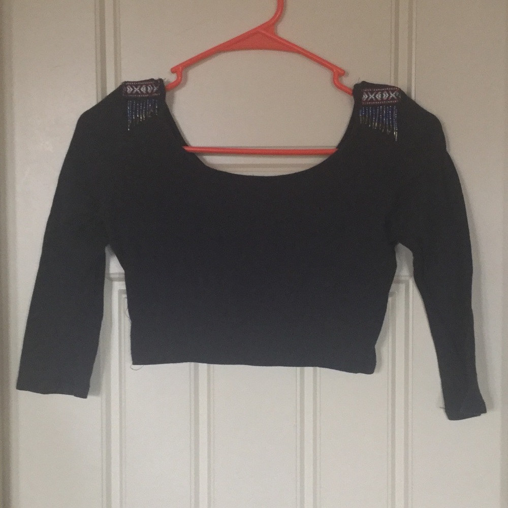 Blue Cropped Shirt